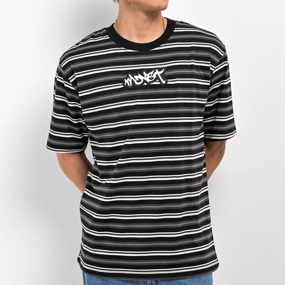 Monet Skateboards Railway Black & Grey Stripe T-Shirt SZ:M - Picture 1 of 5